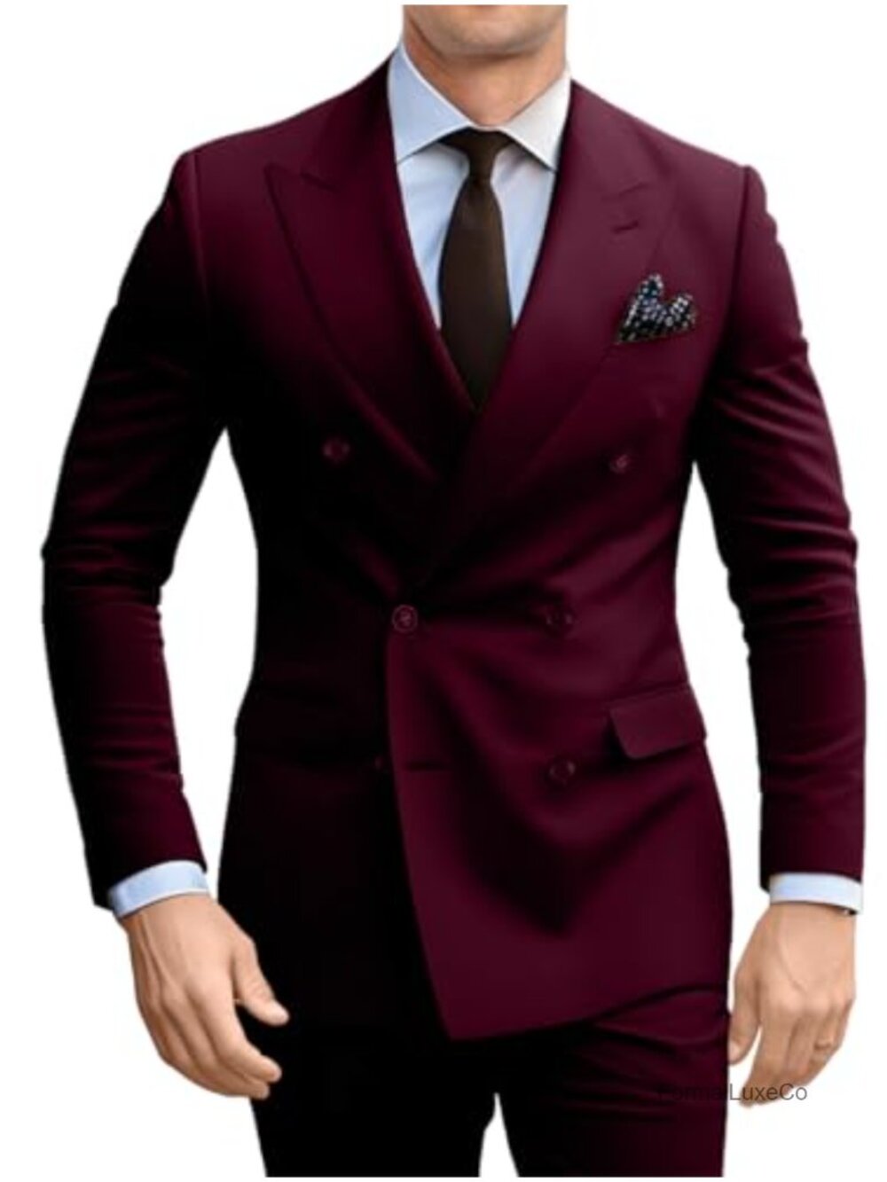 Men's Double Breasted Peak Lapel Suit Set 2 Pc Blazer Pants